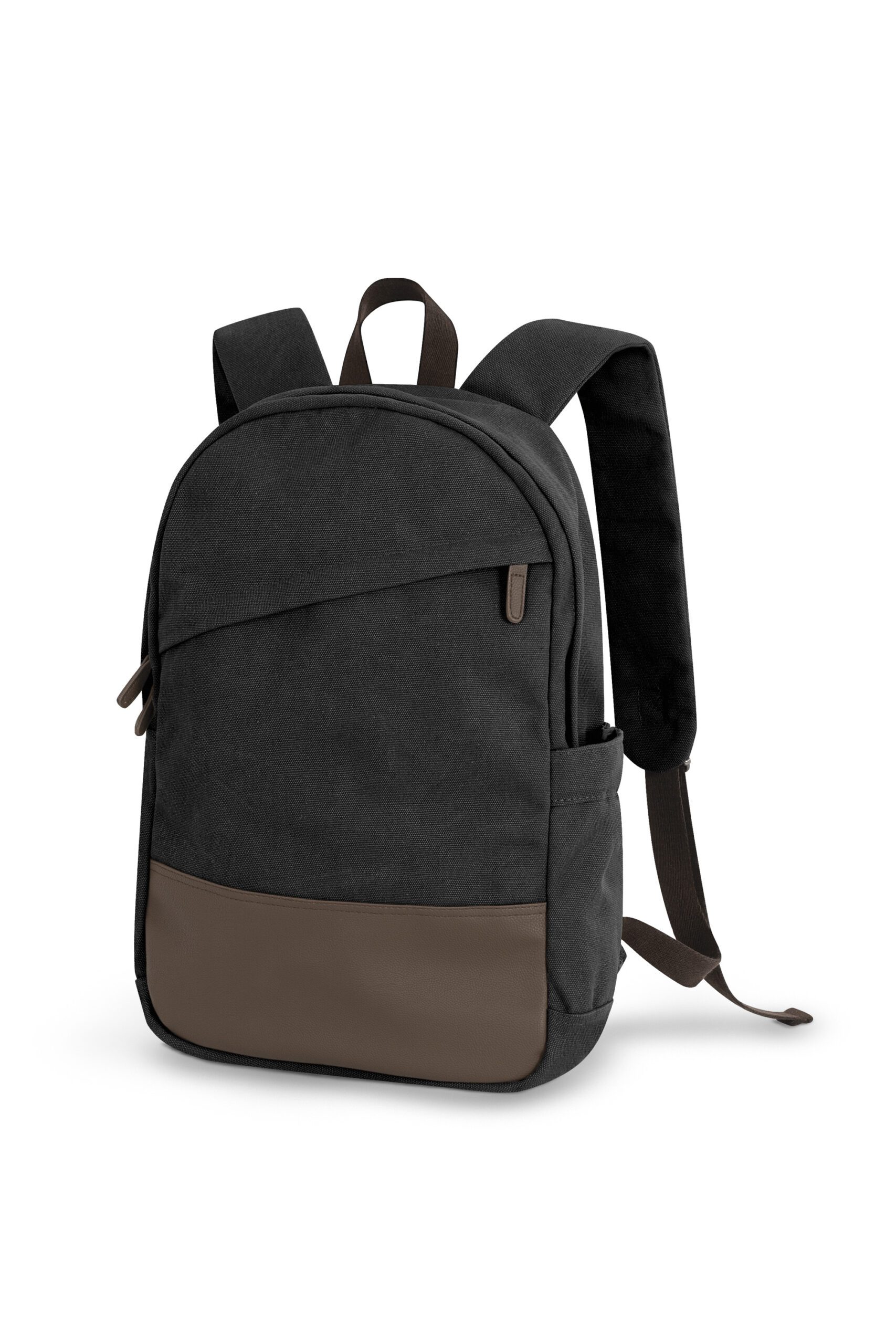 KOI canvas backpack Canada with vegan leather panel, laptop sleeve, and adjustable padded straps – 13L.